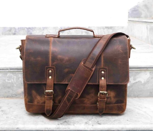 Vintage Panoply Leather Handmade Messenger Bag | Laptop Briefcase - Image 2