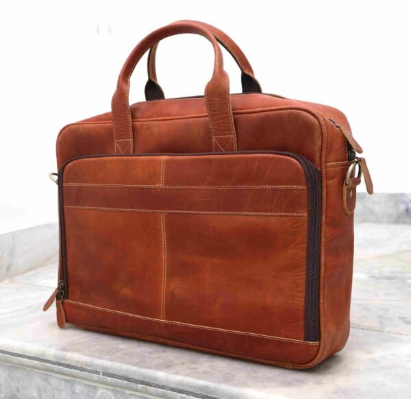 Vintage Handmade Panoply Leather Satchel Bag – Office, Travel & Messenger Bag - Image 3