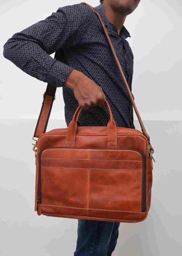 Vintage Handmade Panoply Leather Satchel Bag – Office, Travel & Messenger Bag - Image 7