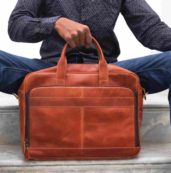 Vintage Handmade Panoply Leather Satchel Bag – Office, Travel & Messenger Bag - Image 5