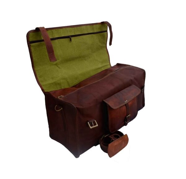 Personalized & Handcrafted Premium Panoply Leather Duffel Bag with Shoe Compartment - Image 4