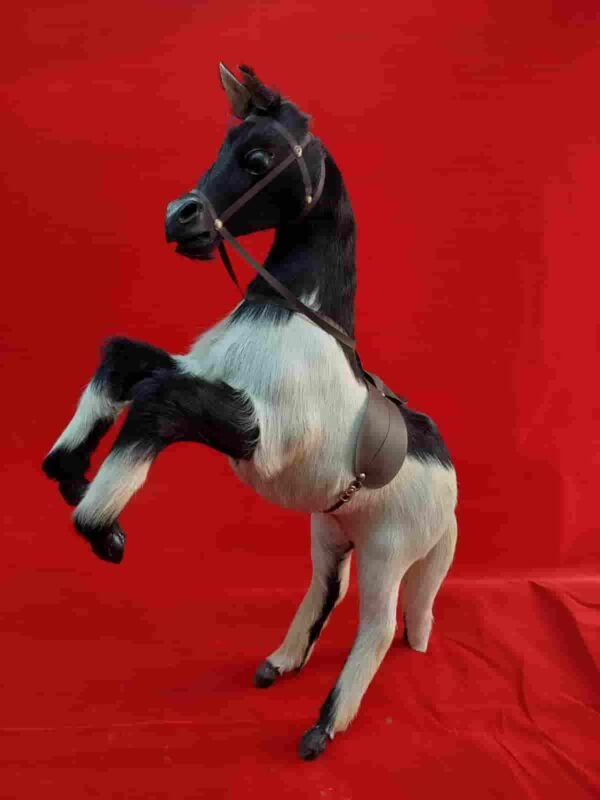Vintage Leather Handmade Horse with Fur Coating | Unique Tabletop Décor - Image 2