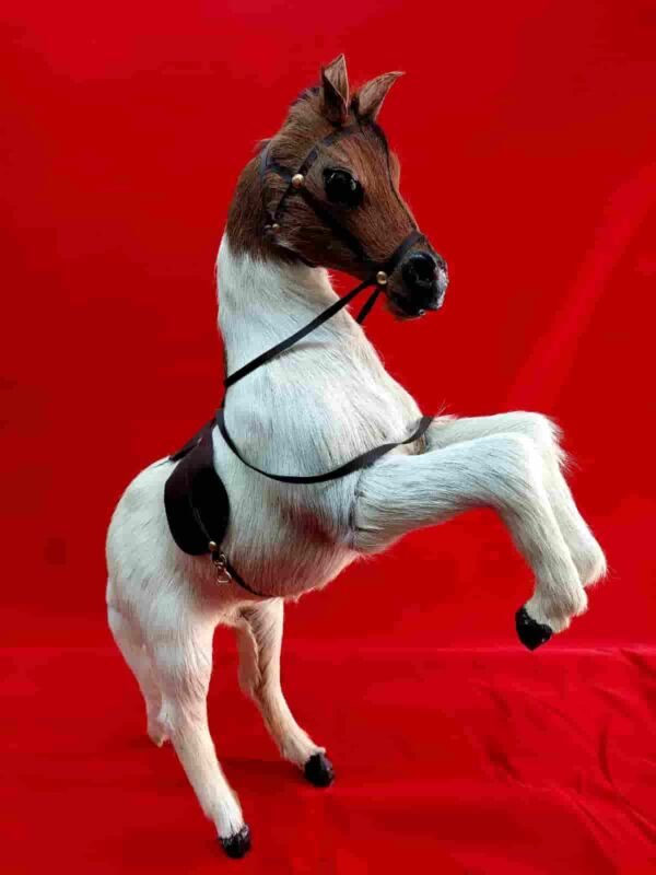 Vintage Leather Handmade Horse with Fur Coating | Unique Tabletop Décor - Image 10
