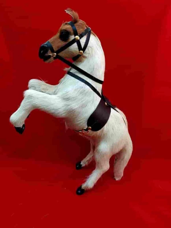 Vintage Leather Handmade Horse with Fur Coating | Unique Tabletop Décor - Image 8
