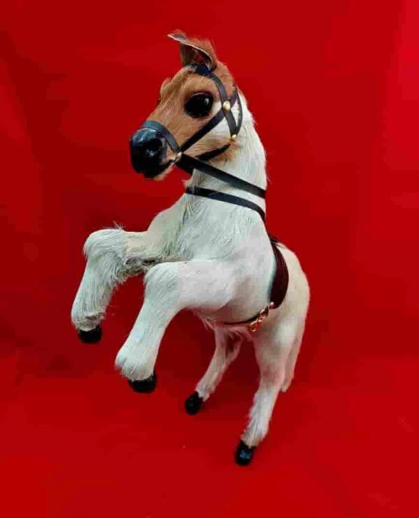 Vintage Leather Handmade Horse with Fur Coating | Unique Tabletop Décor - Image 9