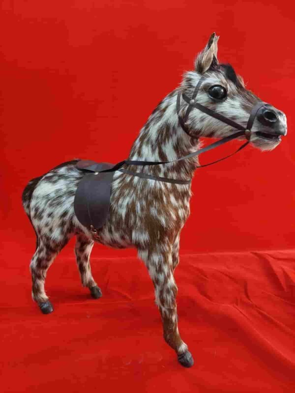 Vintage Leather Handmade Horse with Fur Coating | Unique Tabletop Décor - Image 3