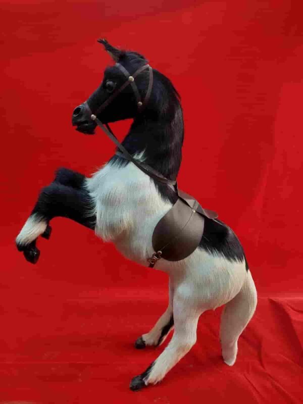 Vintage Leather Handmade Horse with Fur Coating | Unique Tabletop Décor - Image 4