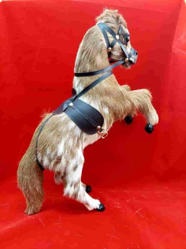 Vintage Leather Handmade Horse with Fur Coating | Unique Tabletop Décor - Image 5