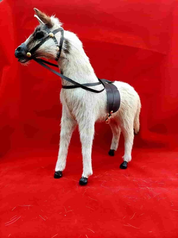 Vintage Leather Handmade Horse with Fur Coating | Unique Tabletop Décor - Image 7