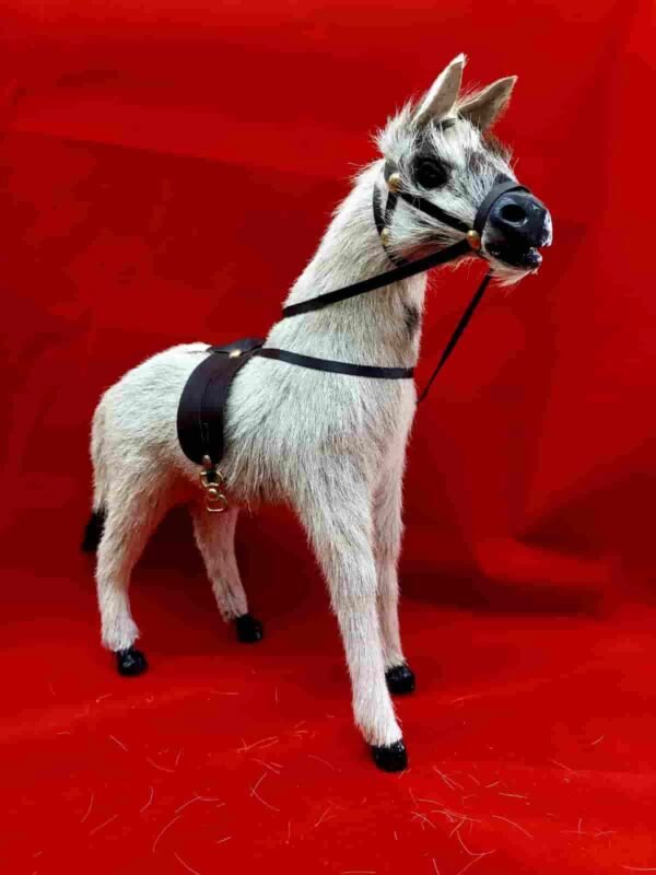 Vintage Leather Handmade Horse with Fur Coating | Unique Tabletop Décor - Image 6