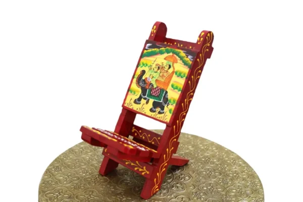 Panoply Hand-painted Wooden Handicraft Mobile Stand Chair - Multicolor Elegance