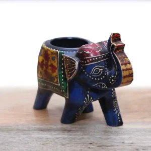 Panoply Handcrafted Wooden Elephant Shaped Candle Holder
