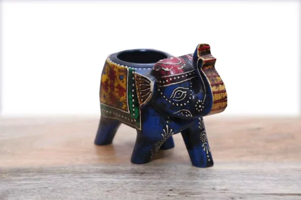 Panoply Handcrafted Wooden Elephant Shaped Candle Holder