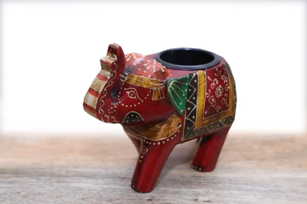 Panoply Handcrafted Wooden Elephant Shaped Candle Holder - Image 3