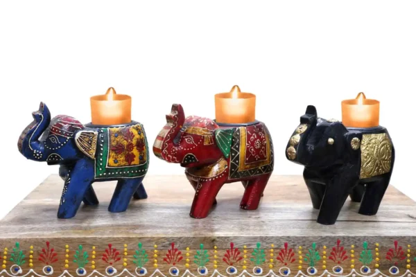 Panoply Handcrafted Wooden Elephant Shaped Candle Holder - Image 2