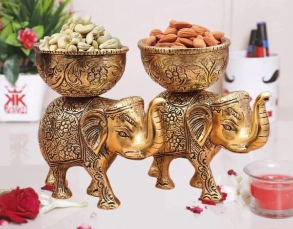 Panoply Elephant Bowl Pair with Brass Look – Perfect for Decor and Serving - Image 5