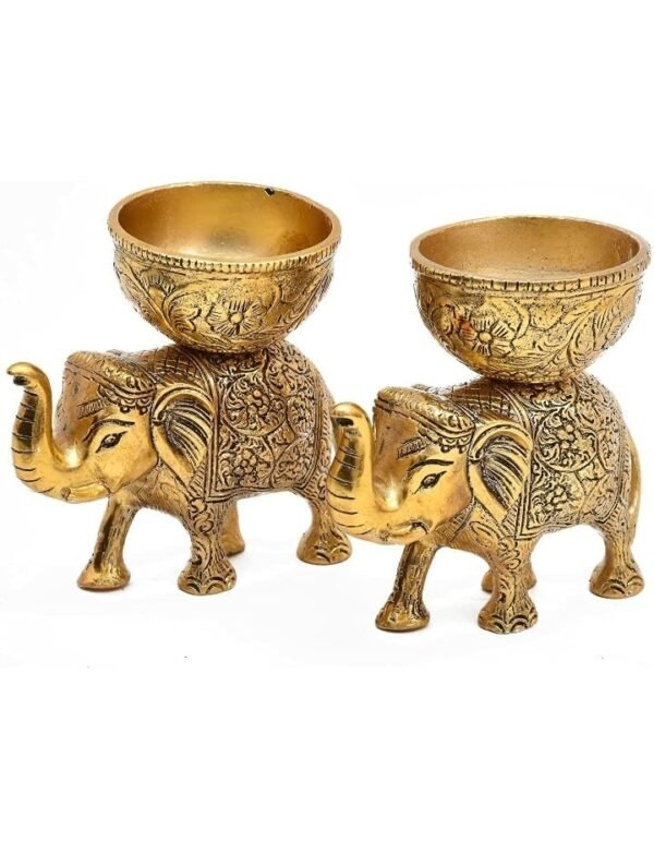 Panoply Elephant Bowl Pair with Brass Look – Perfect for Decor and Serving - Image 4