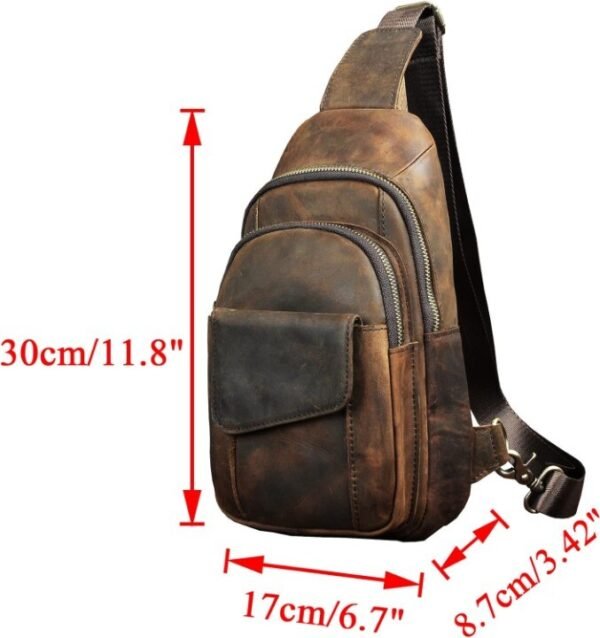Panoply Vintage Leather Handmade Triangle Chest Bag | Travel Sling Bag for Men and Women - Image 3