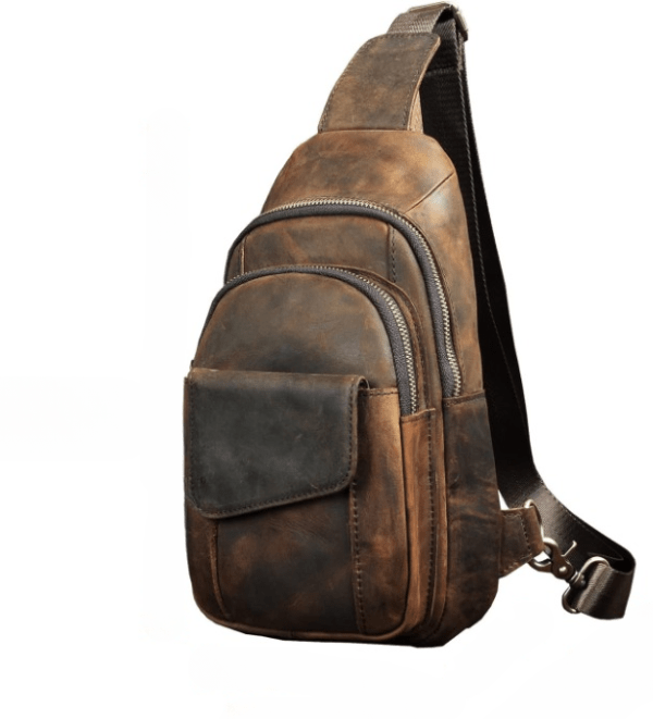 Panoply Vintage Leather Handmade Triangle Chest Bag | Travel Sling Bag for Men and Women