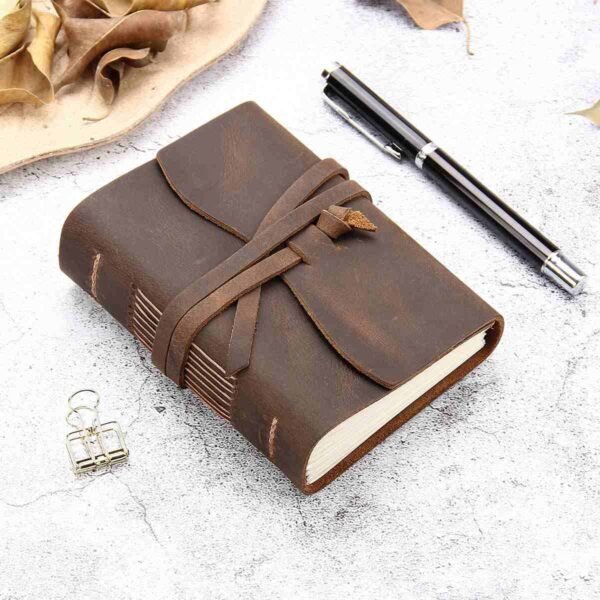 Panoply Vintage Leather Journal with Rustic Leather Closure Strap