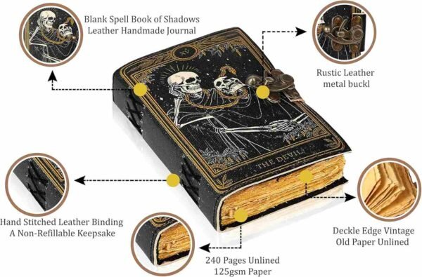 Panoply Vintage Genuine Leather Journal with Devil Face and Rust-Free Latch Lock - Image 2
