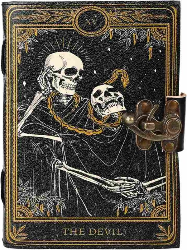 Panoply Vintage Genuine Leather Journal with Devil Face and Rust-Free Latch Lock - Image 4