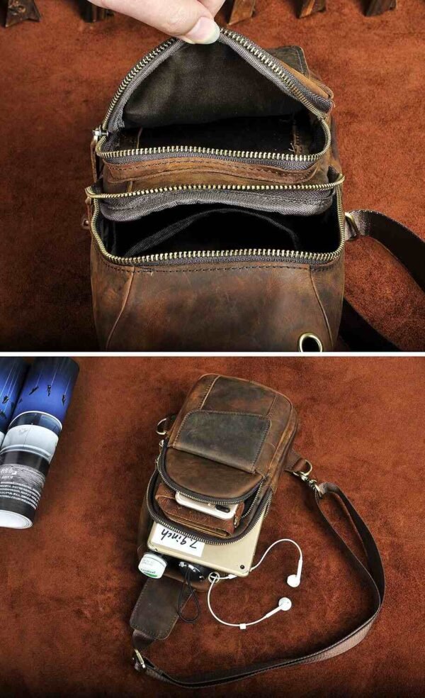 Panoply Vintage Leather Handmade Triangle Chest Bag | Travel Sling Bag for Men and Women - Image 5