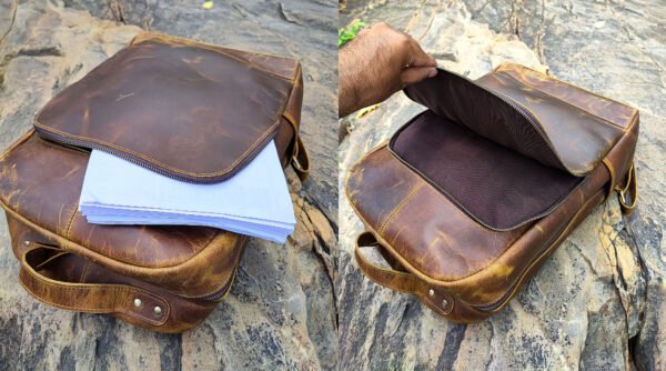 Panoply Vintage Leather Handmade Backpack for School, College and Travel - Image 4