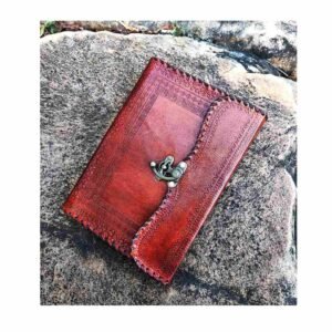 Panoply Leather Handmade Journal Embossed with Flower Motifs and Iron Latch Lock