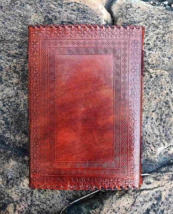 Panoply Leather Handmade Journal Embossed with Flower Motifs and Iron Latch Lock - Image 3