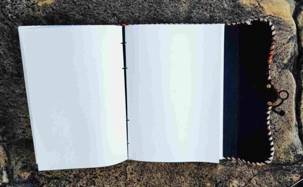 Panoply Leather Handmade Journal Embossed with Flower Motifs and Iron Latch Lock - Image 6