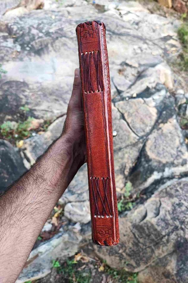 Panoply Leather Handmade Journal Embossed with Flower Motifs and Iron Latch Lock - Image 4