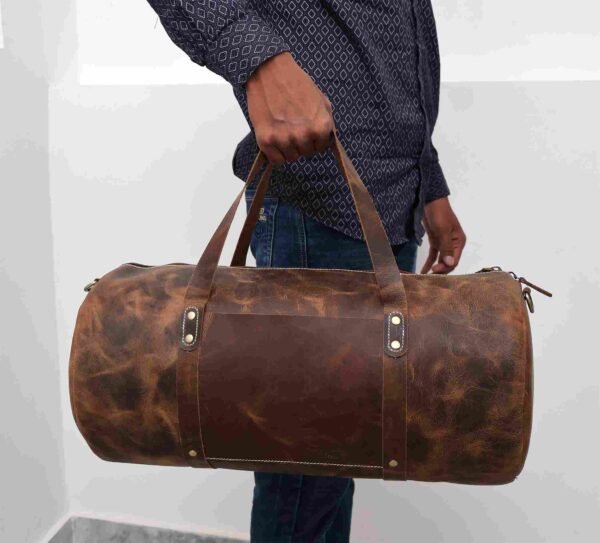 Panoply Vintage Leather Handmade Duffle Bag | Travel and Gym Companion - Image 5