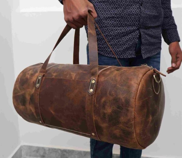 Panoply Vintage Leather Handmade Duffle Bag | Travel and Gym Companion - Image 6