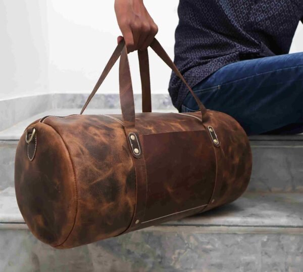 Panoply Vintage Leather Handmade Duffle Bag | Travel and Gym Companion - Image 7