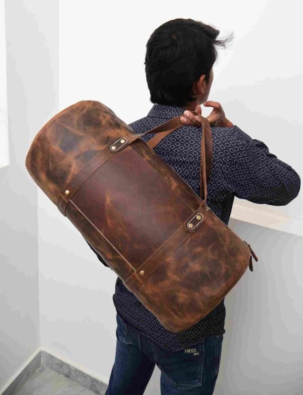 Panoply Vintage Leather Handmade Duffle Bag | Travel and Gym Companion - Image 8