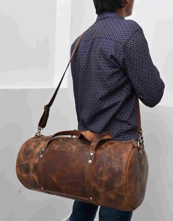 Panoply Vintage Leather Handmade Duffle Bag | Travel and Gym Companion - Image 9