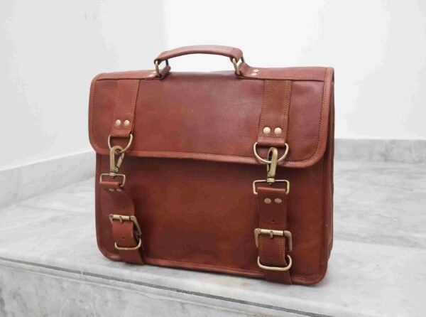 Panoply Vintage Leather Handmade Briefcase | Office Laptop Bag - Image 3