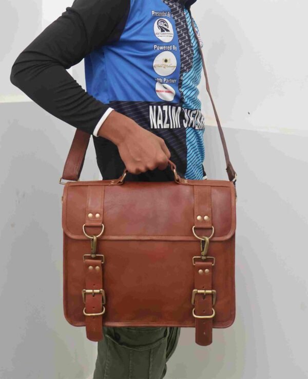 Panoply Vintage Leather Handmade Briefcase | Office Laptop Bag - Image 5