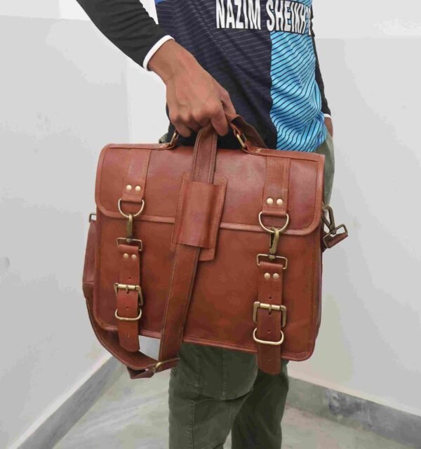 Panoply Vintage Leather Handmade Briefcase | Office Laptop Bag - Image 6