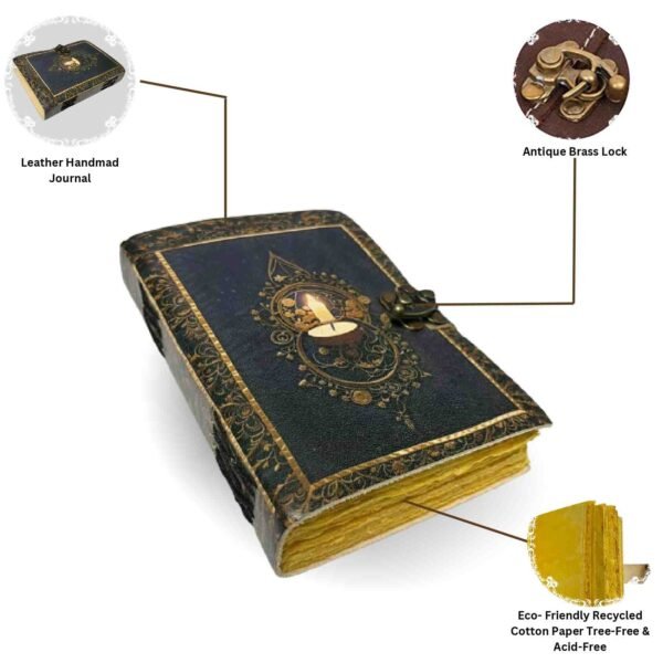 Panoply Vintage Leather Journal – Handmade, Eco-Friendly, Antique Lamp Design