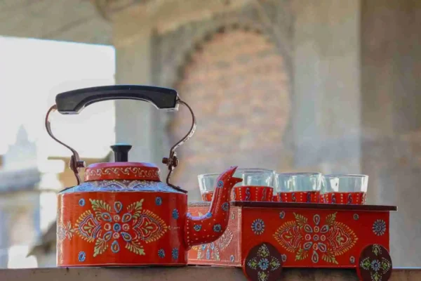 Panoply Hand Carved Mango Wooden Kettle Set –Table Decoration Set