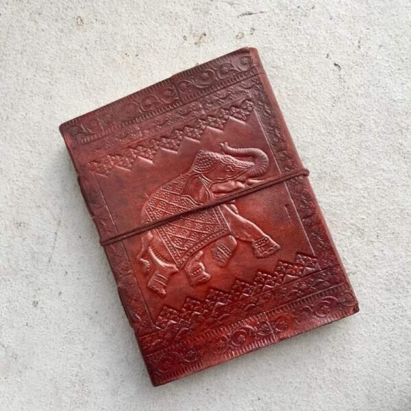 Panoply Vintage Elephant Embossed Handmade Leather Journal with Strap | Eco-Friendly Notebook - Image 8
