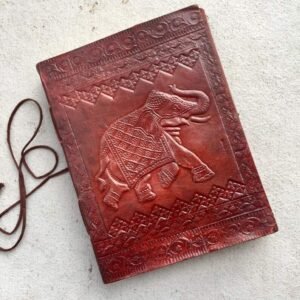 Panoply Vintage Elephant Embossed Handmade Leather Journal with Strap | Eco-Friendly Notebook
