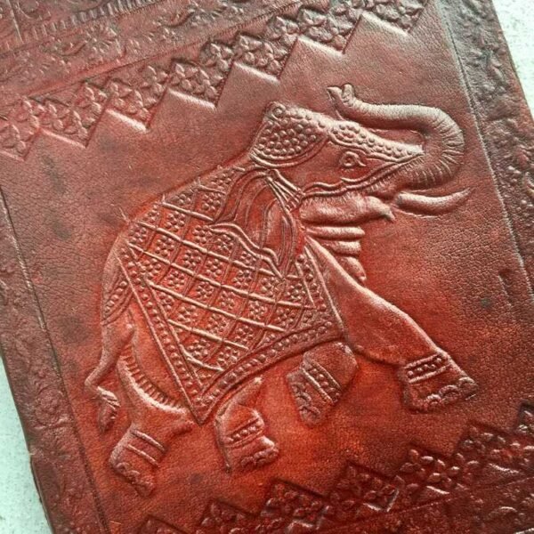 Panoply Vintage Elephant Embossed Handmade Leather Journal with Strap | Eco-Friendly Notebook - Image 6