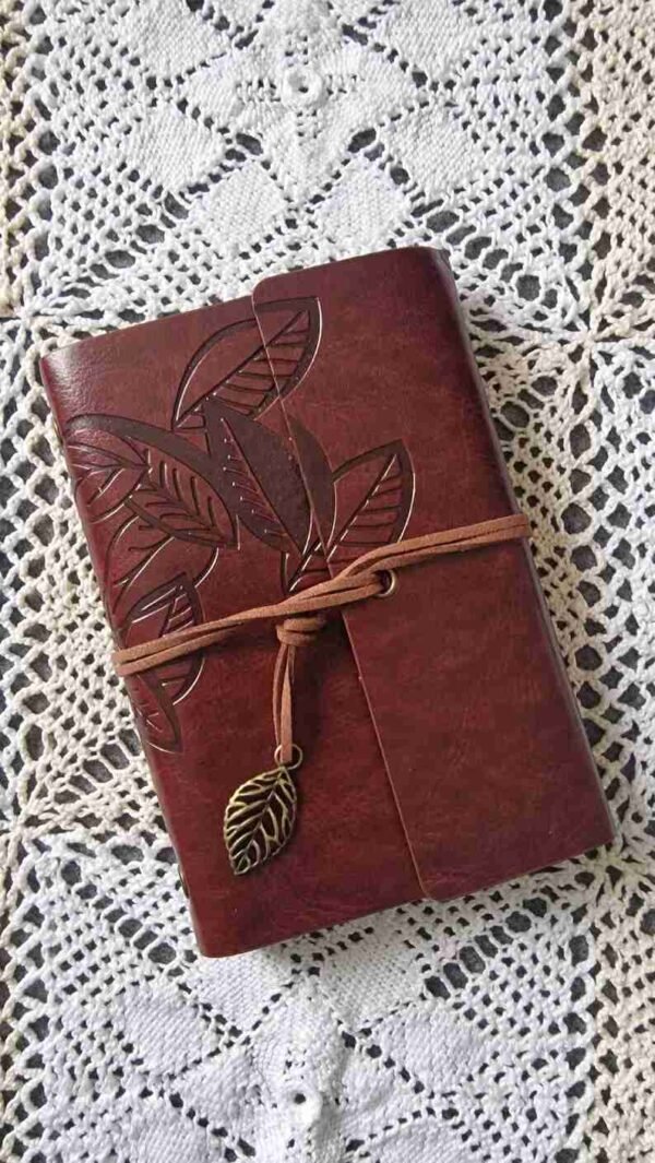 Panoply Vintage Leather Handcrafted Journal with Leather Strap, Metal Leaf - Image 6