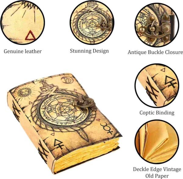 Panoply Leather UV Print Ouroboros Journal – Vintage Style Diary - Image 4