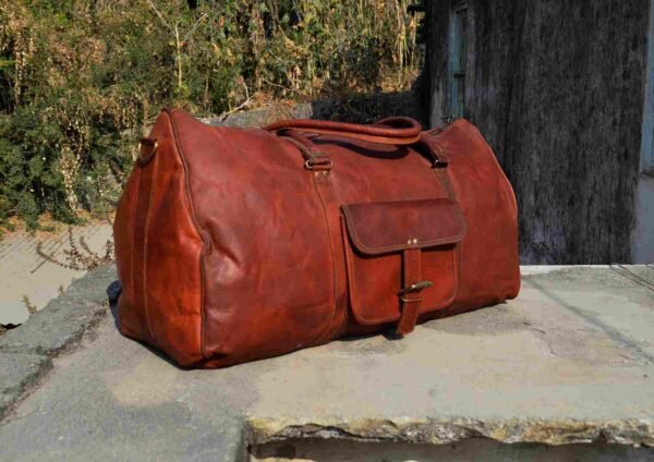 Panoply Premium Square Brown Leather Duffle Bag