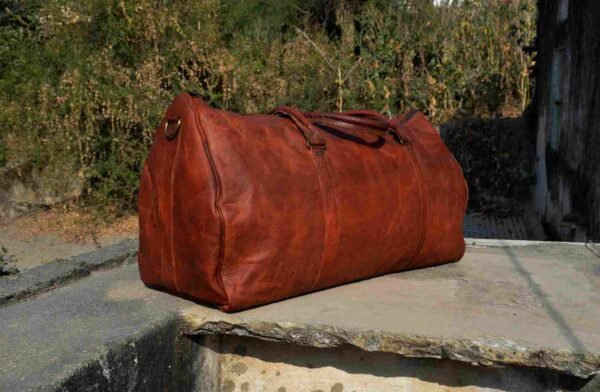 Panoply Premium Square Brown Leather Duffle Bag - Image 3