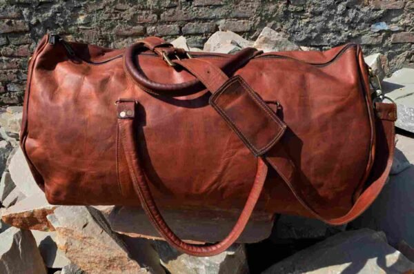 Panoply Premium Square Brown Leather Duffle Bag - Image 6